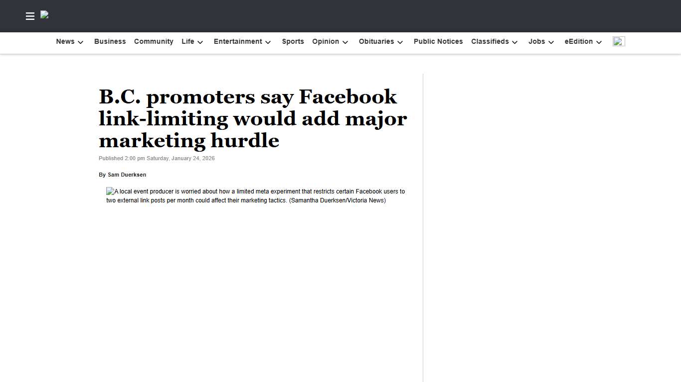 B.C. promoters say Facebook link-limiting would add major marketing hurdle Grand Forks Gazette