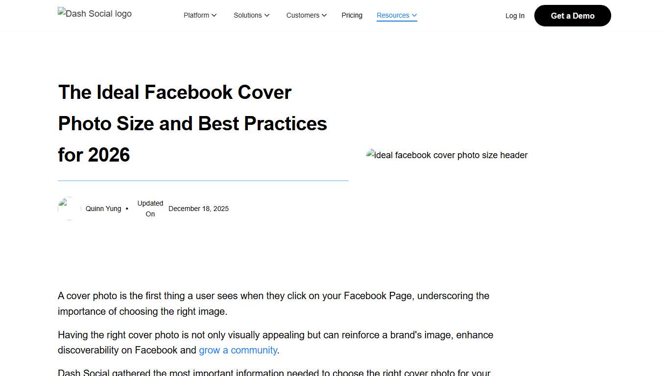 The Ideal Facebook Cover Photo Size in 2026 Dash Social